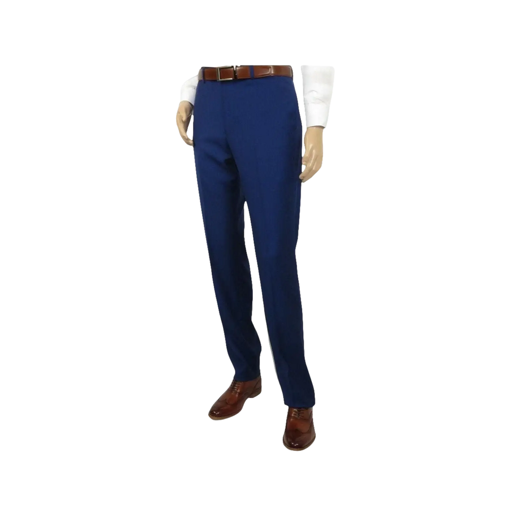 Mens Mantoni Flat Front Trousers Wool Super 140s Classic Fit 40901 French Blue - J.Valintin Men's Wear Legend - 2662