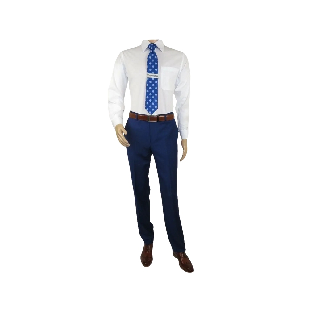 Mens Mantoni Flat Front Trousers Wool Super 140s Classic Fit 40901 French Blue - J.Valintin Men's Wear Legend - 2662