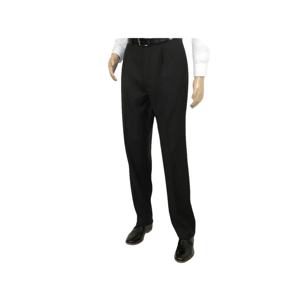 Men's MANTONI Pleated Dress Pants 100% Wool Super 140's Classic Fit 40901 Black - J.Valintin Men's Wear Legend - 9526
