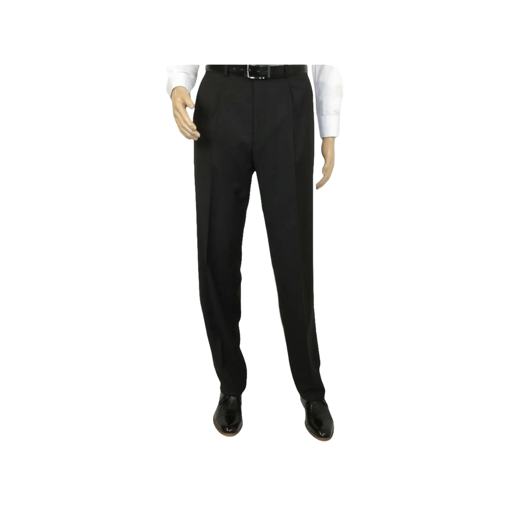 Men's MANTONI Pleated Dress Pants 100% Wool Super 140's Classic Fit 40901 Black - J.Valintin Men's Wear Legend - 9526