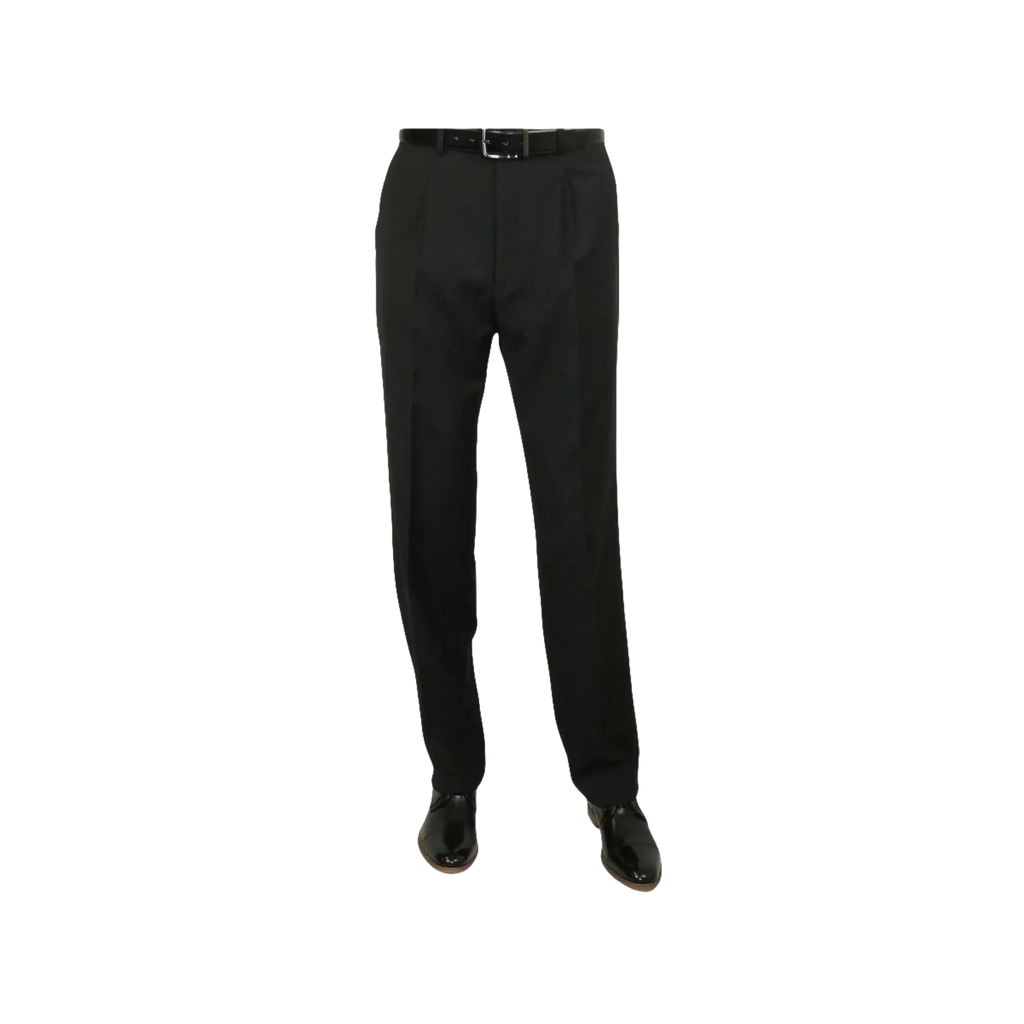 Men's MANTONI Pleated Dress Pants 100% Wool Super 140's Classic Fit 40901 Black - J.Valintin Men's Wear Legend - 9526