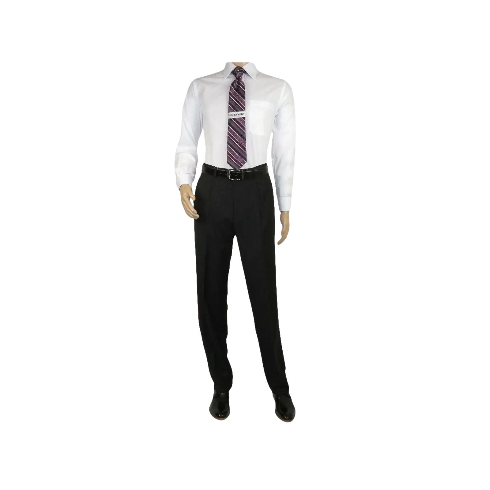 Men's MANTONI Pleated Dress Pants 100% Wool Super 140's Classic Fit 40901 Black - J.Valintin Men's Wear Legend - 9526