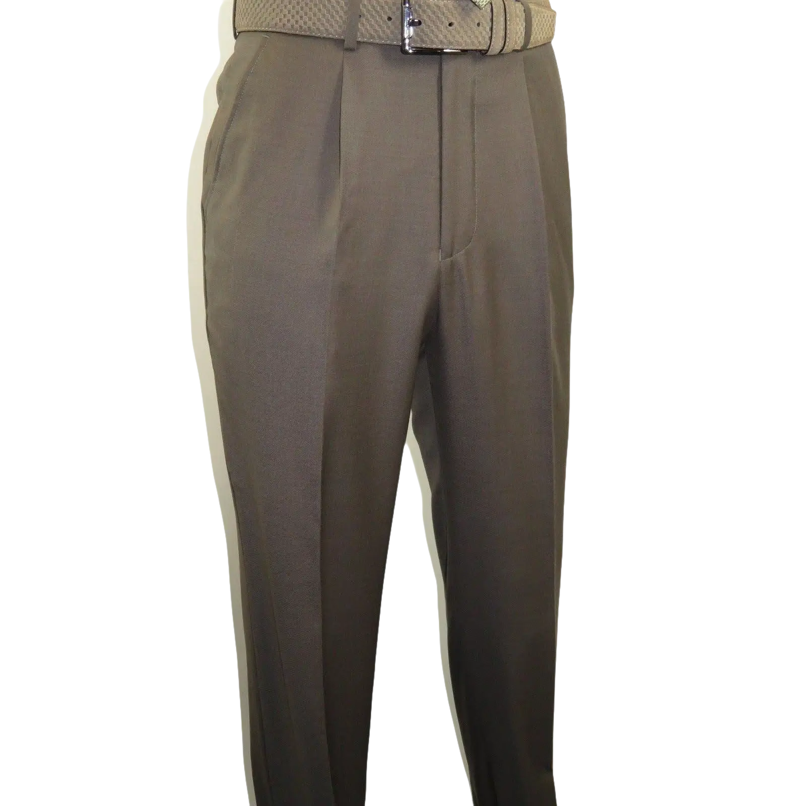 Mens MANTONI Pleated Dress Pants 100% Wool Super 140's Classic Fit 40901 Taupe - J.Valintin Men's Wear Legend - 19321
