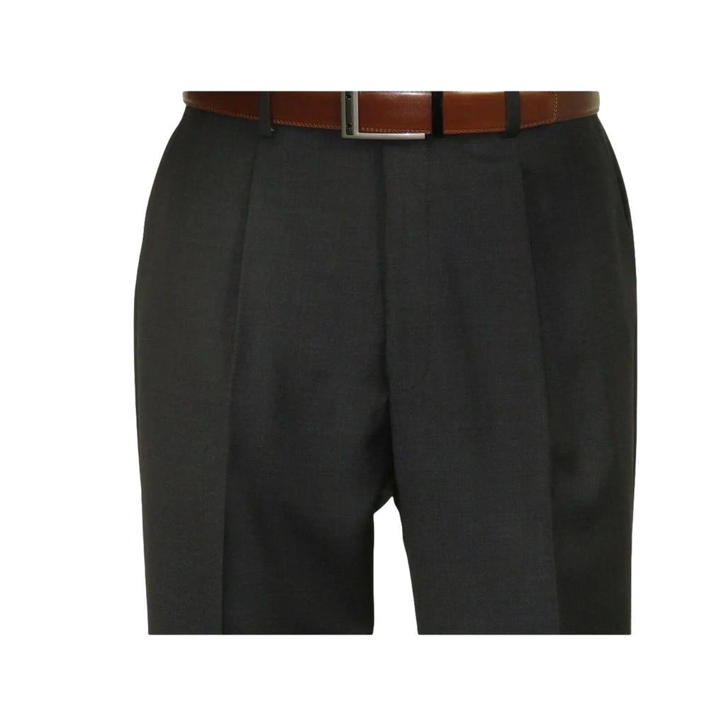 Men's MANTONI Pleated Pants 100% Wool Super 140's Classic Fit 46306 - 3 Charcoal - J.Valintin Men's Wear Legend - 8308