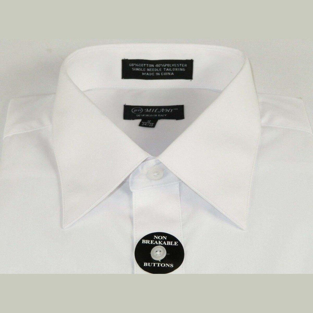 Mens Milani dress shirt cotton Blend easy wash long sleeves white French Cuffs - J.Valintin Men's Wear Legend - 19651