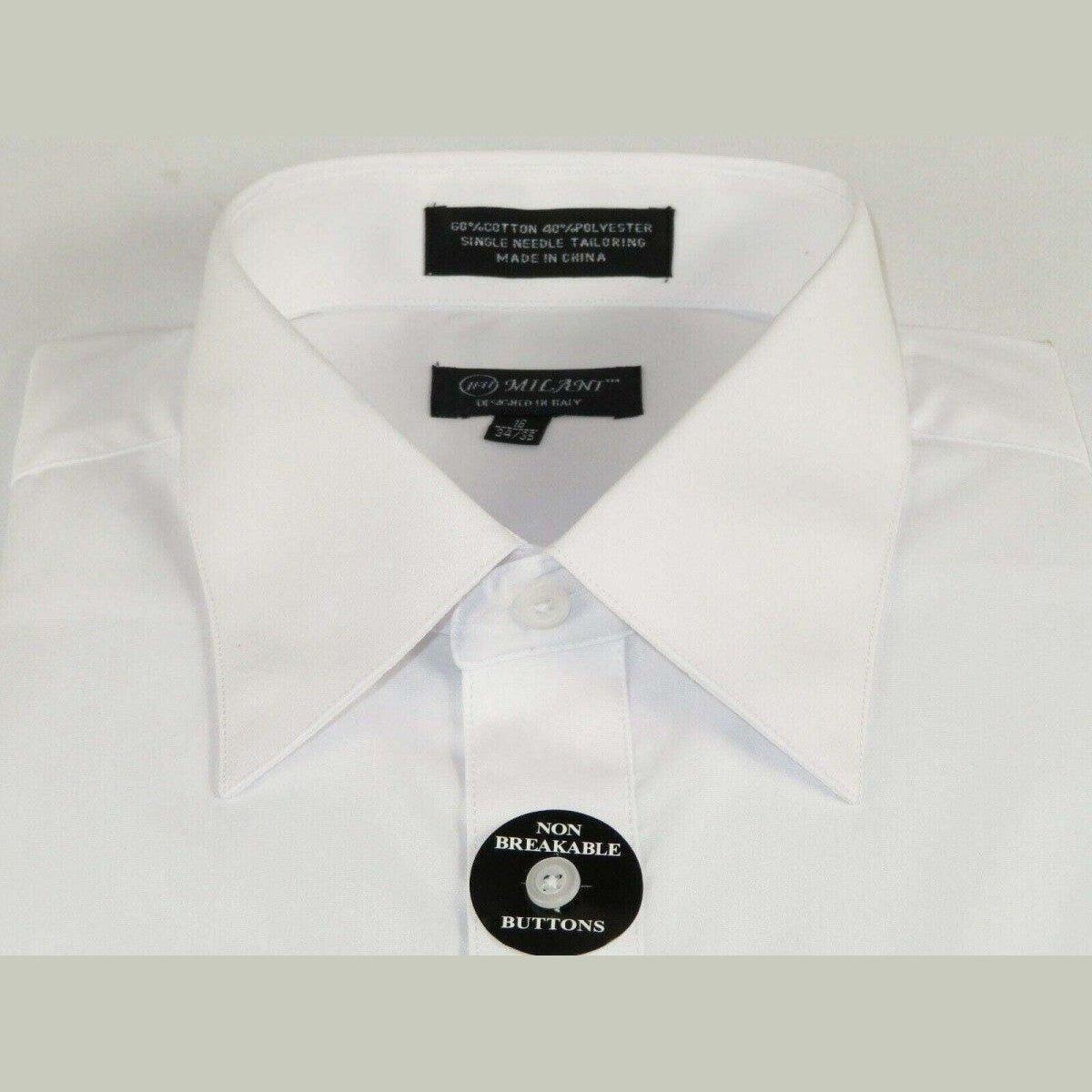 Mens Milani dress shirt cotton Blend easy wash long sleeves white French Cuffs - J.Valintin Men's Wear Legend - 19651