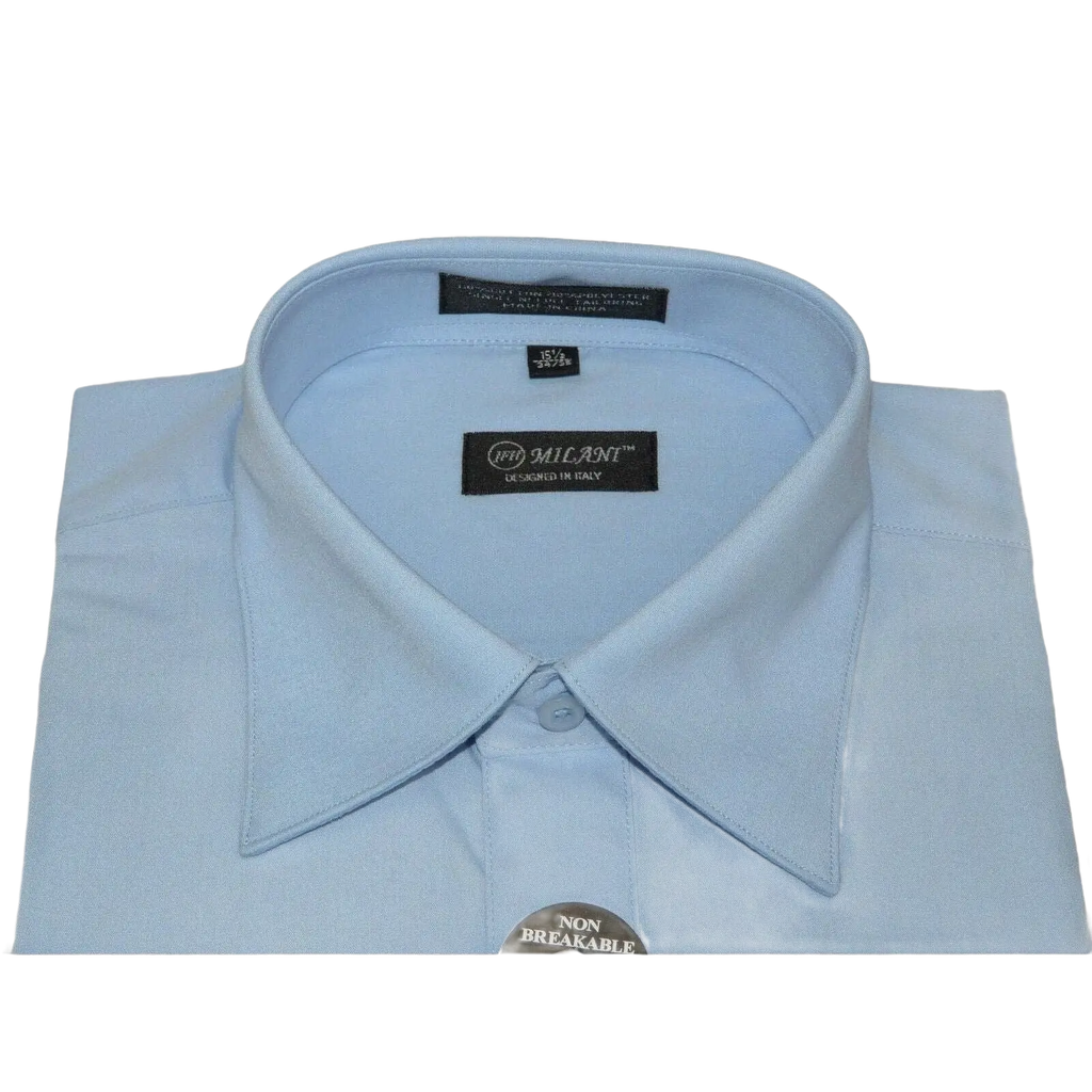 Mens Milani dress shirt soft cotton Blend easy wash business long sleeves Blue - J.Valintin Men's Wear Legend - 2678