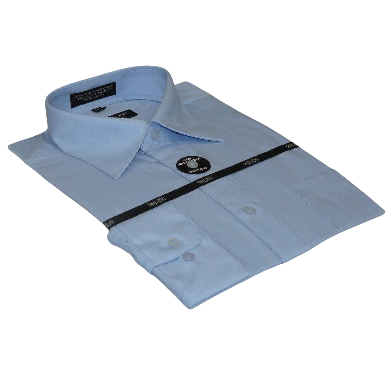Mens Milani dress shirt soft cotton Blend easy wash business long sleeves Blue - J.Valintin Men's Wear Legend - 2678