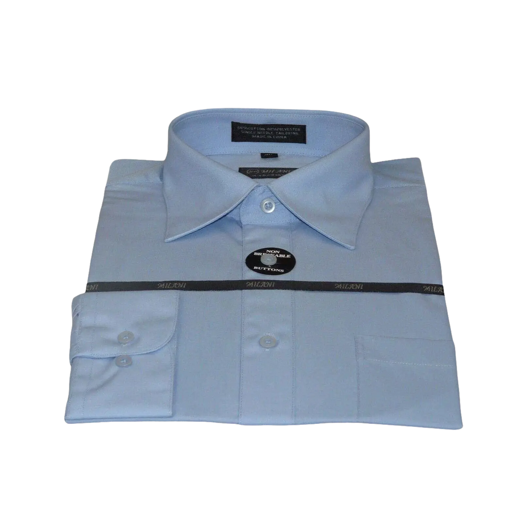 Mens Milani dress shirt soft cotton Blend easy wash business long sleeves Blue - J.Valintin Men's Wear Legend - 2678