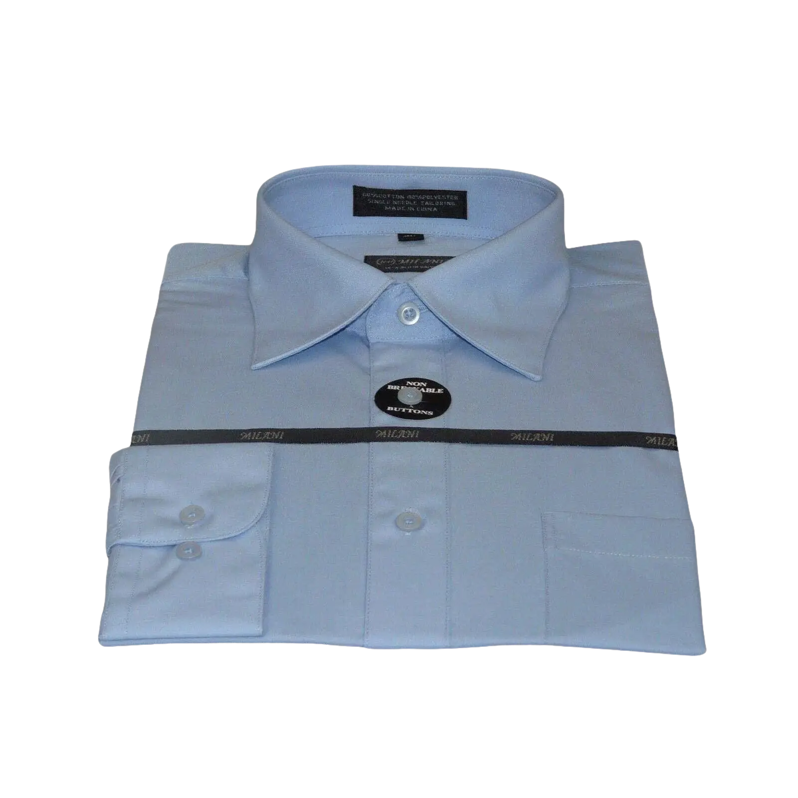 Mens Milani dress shirt soft cotton Blend easy wash business long sleeves Blue - J.Valintin Men's Wear Legend - 2678