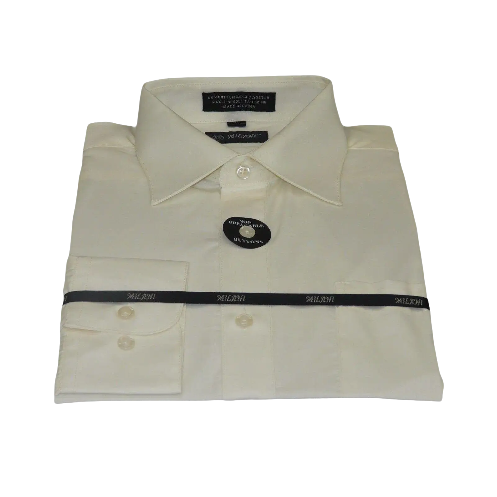 Mens Milani dress shirt soft cotton Blend easy wash business long sleeves Ivory - J.Valintin Men's Wear Legend - 7548