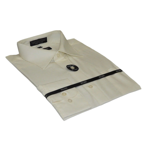 Mens Milani dress shirt soft cotton Blend easy wash business long sleeves Ivory - J.Valintin Men's Wear Legend - 7548