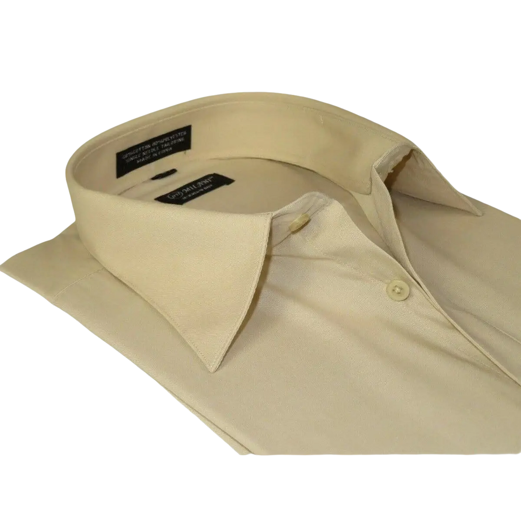 Men's Milani dress shirt soft cotton Blend easy wash business Long sleeves Tan - J.Valintin Men's Wear Legend - 19193