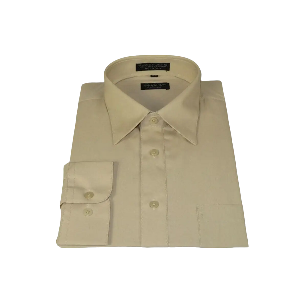 Men's Milani dress shirt soft cotton Blend easy wash business Long sleeves Tan - J.Valintin Men's Wear Legend - 19193