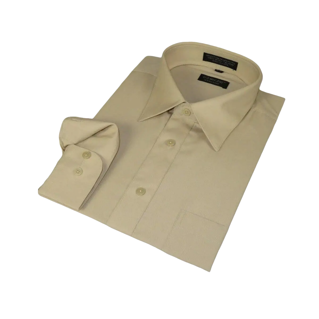 Men's Milani dress shirt soft cotton Blend easy wash business Long sleeves Tan - J.Valintin Men's Wear Legend - 19193