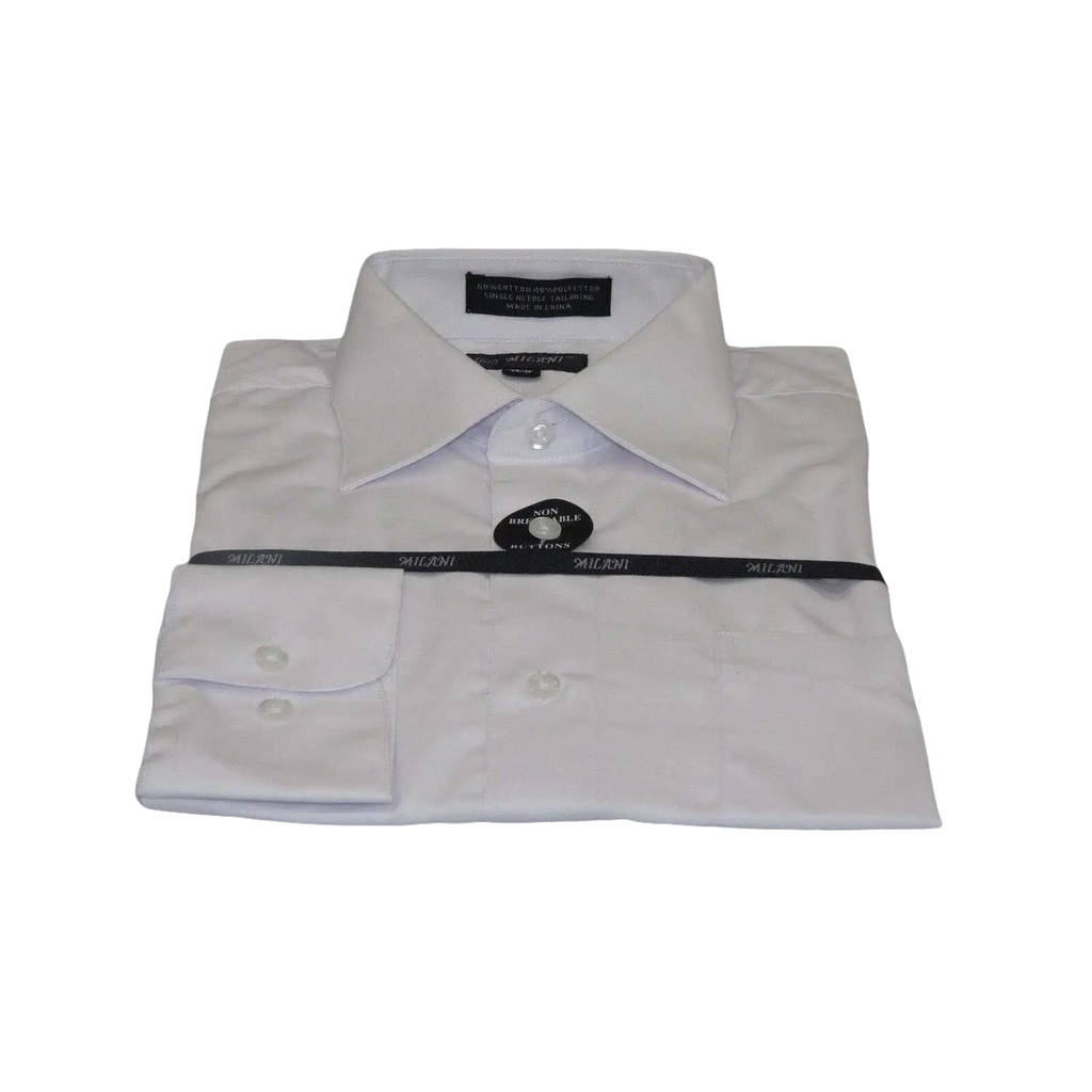 Mens Milani dress shirt soft cotton Blend easy wash business long sleeves white - J.Valintin Men's Wear Legend - 1353