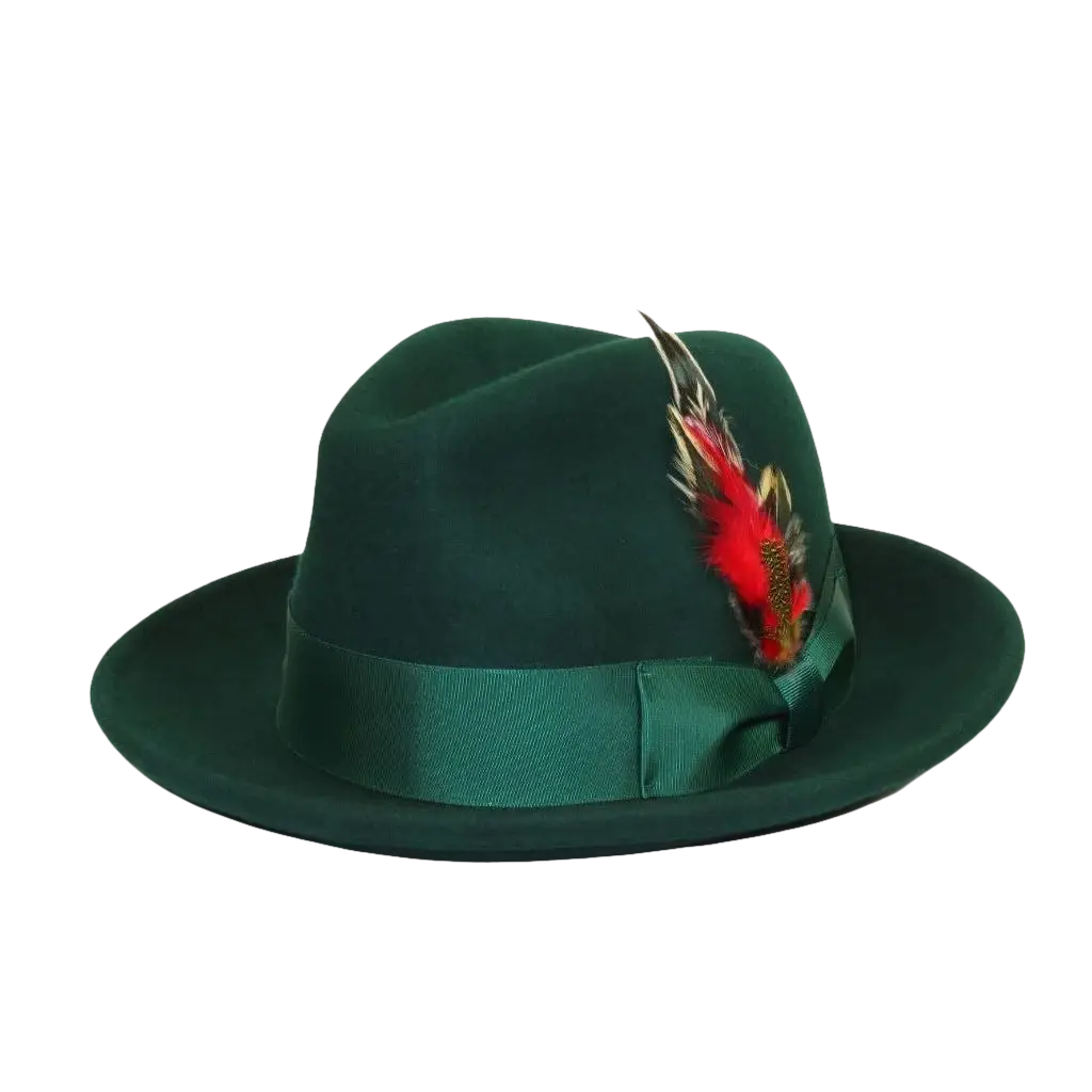 Men's Milani Wool Fedora Hat Soft Crushable Lined FD219 Emerald Green - J.Valintin Men's Wear Legend - FD219 - Green - S
