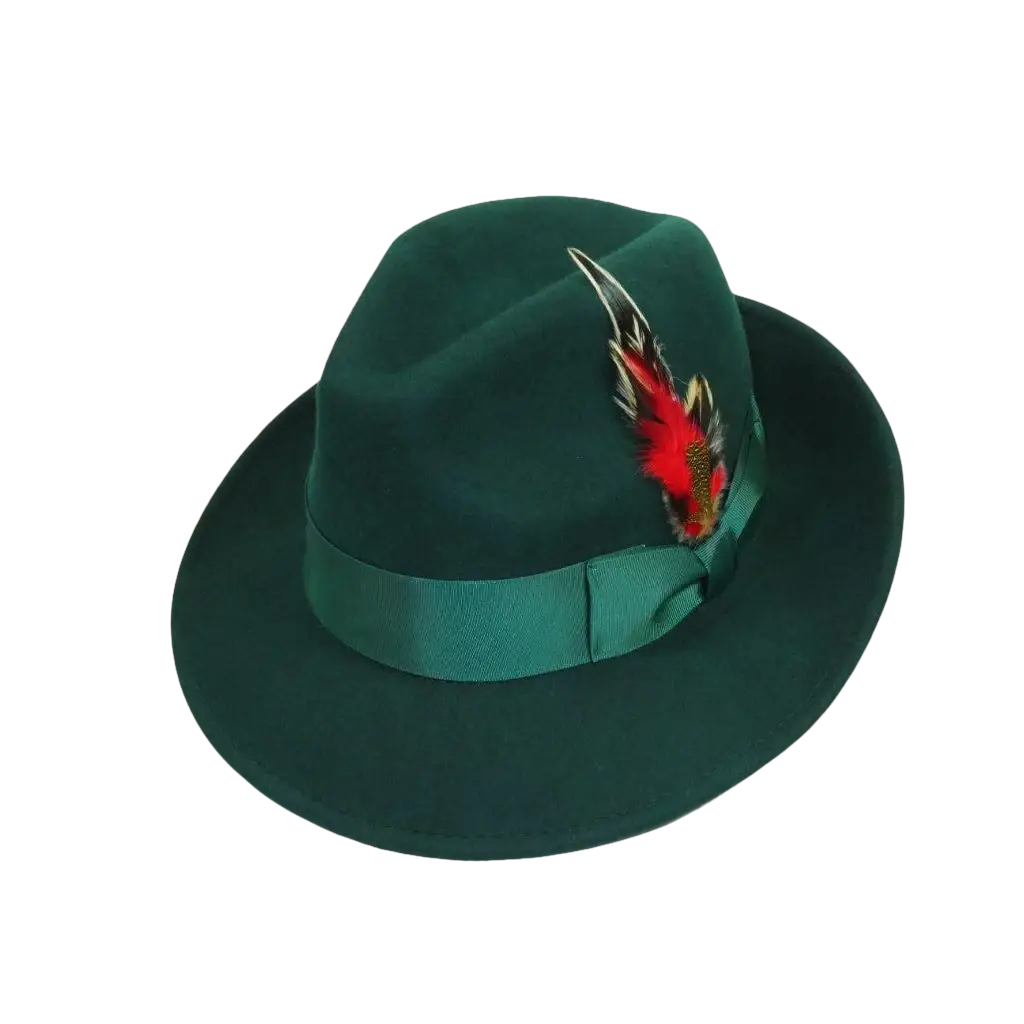 Men's Milani Wool Fedora Hat Soft Crushable Lined FD219 Emerald Green - J.Valintin Men's Wear Legend - FD219 - Green - S