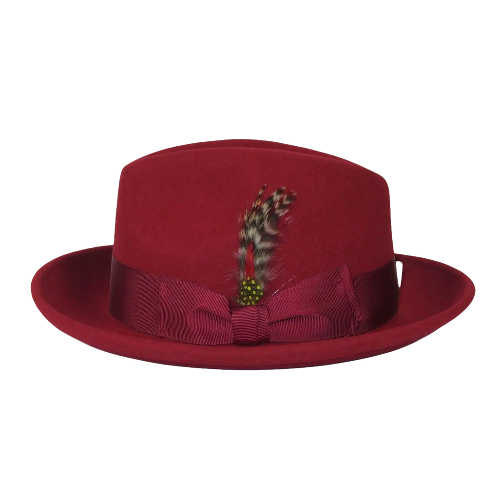 Men's Milani Wool Fedora Hat Soft Crushable Lined FD219 Red Wine - J.Valintin Men's Wear Legend - FD219 - Red - S
