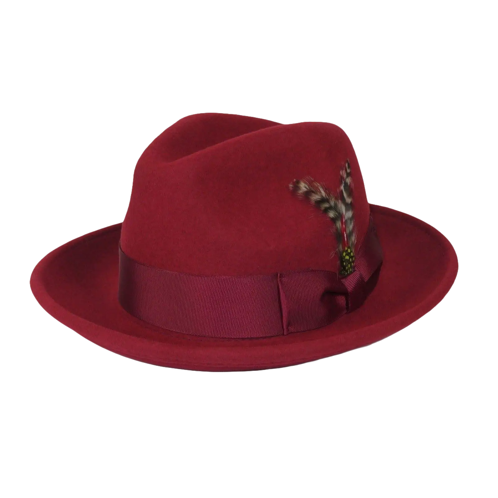 Men's Milani Wool Fedora Hat Soft Crushable Lined FD219 Red Wine - J.Valintin Men's Wear Legend - FD219 - Red - S