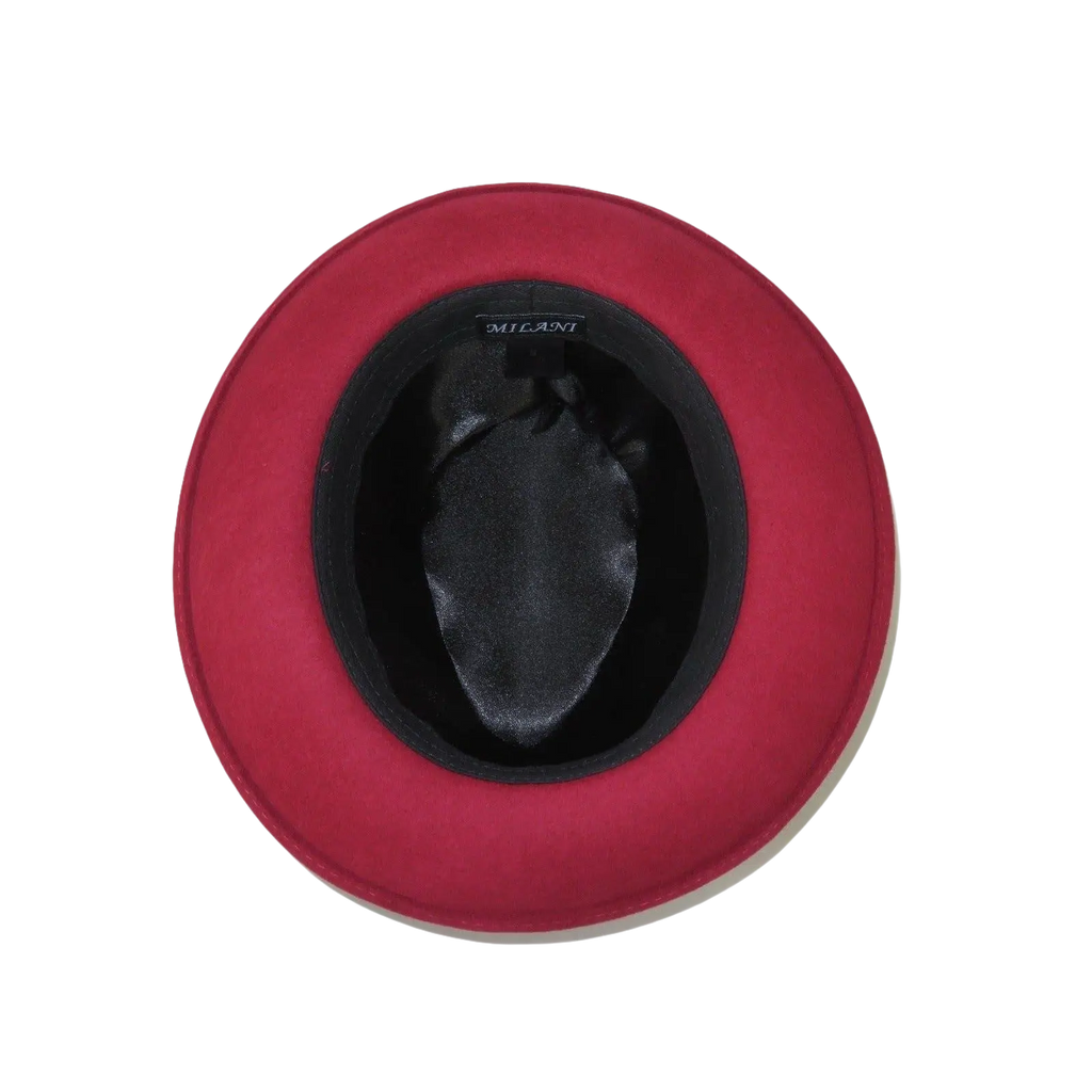 Men's Milani Wool Fedora Hat Soft Crushable Lined FD219 Red Wine - J.Valintin Men's Wear Legend - FD219 - Red - S