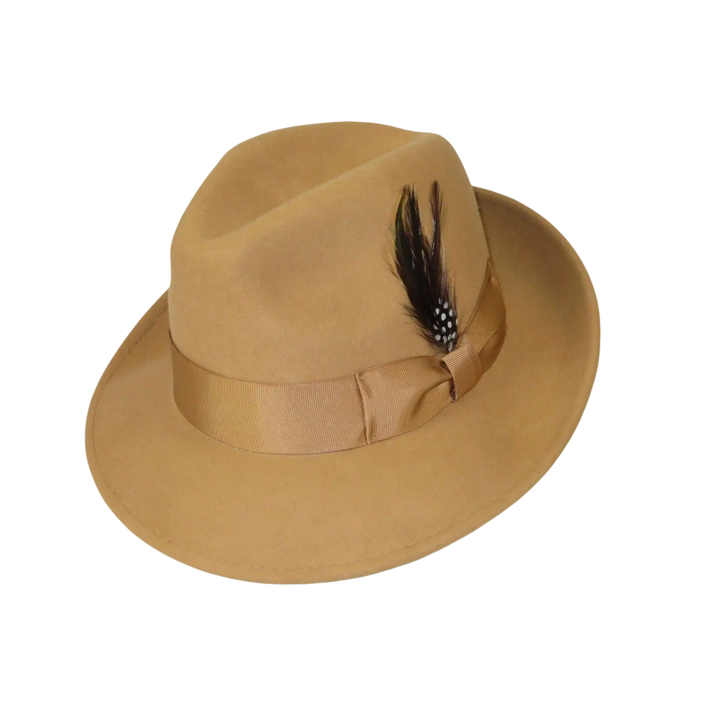 Men's Milani Wool Fedora Hat Soft Crushable Lined FD219 Tan Camel - J.Valintin Men's Wear Legend - FD219 - Tan - S