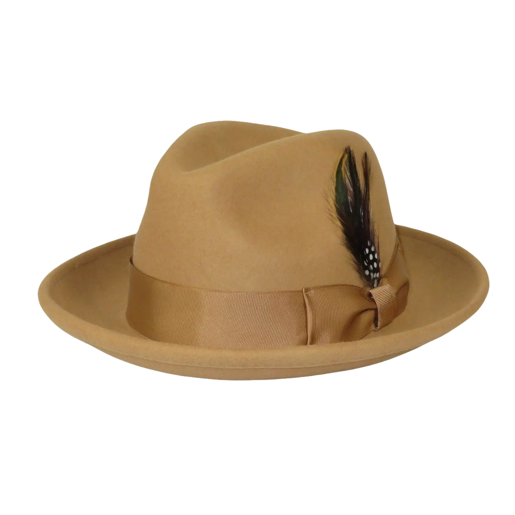 Men's Milani Wool Fedora Hat Soft Crushable Lined FD219 Tan Camel - J.Valintin Men's Wear Legend - FD219 - Tan - S