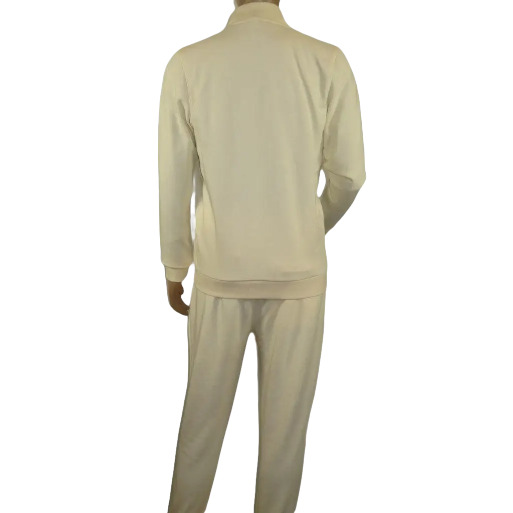 Men's Monte Carlo Turkey Jogging Suit 2pc Jump Set Stretchable 95061 Ivory Wine - J.Valintin Men's Wear Legend - 95061 - Ivory Wine - M