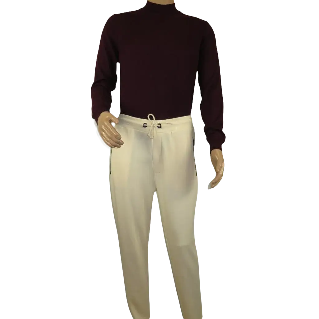 Men's Monte Carlo Turkey Jogging Suit 2pc Jump Set Stretchable 95061 Ivory Wine - J.Valintin Men's Wear Legend - 95061 - Ivory Wine - M