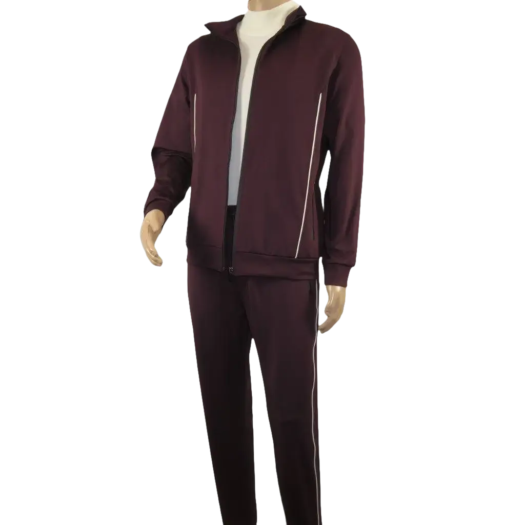 Men's Monte Carlo Turkey Jogging Suit 2pc Jump Set Stretchable 95164 Burgundy - J.Valintin Men's Wear Legend - 95164 - Burg - M