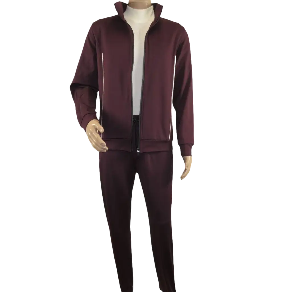 Men's Monte Carlo Turkey Jogging Suit 2pc Jump Set Stretchable 95164 Burgundy - J.Valintin Men's Wear Legend - 95164 - Burg - M