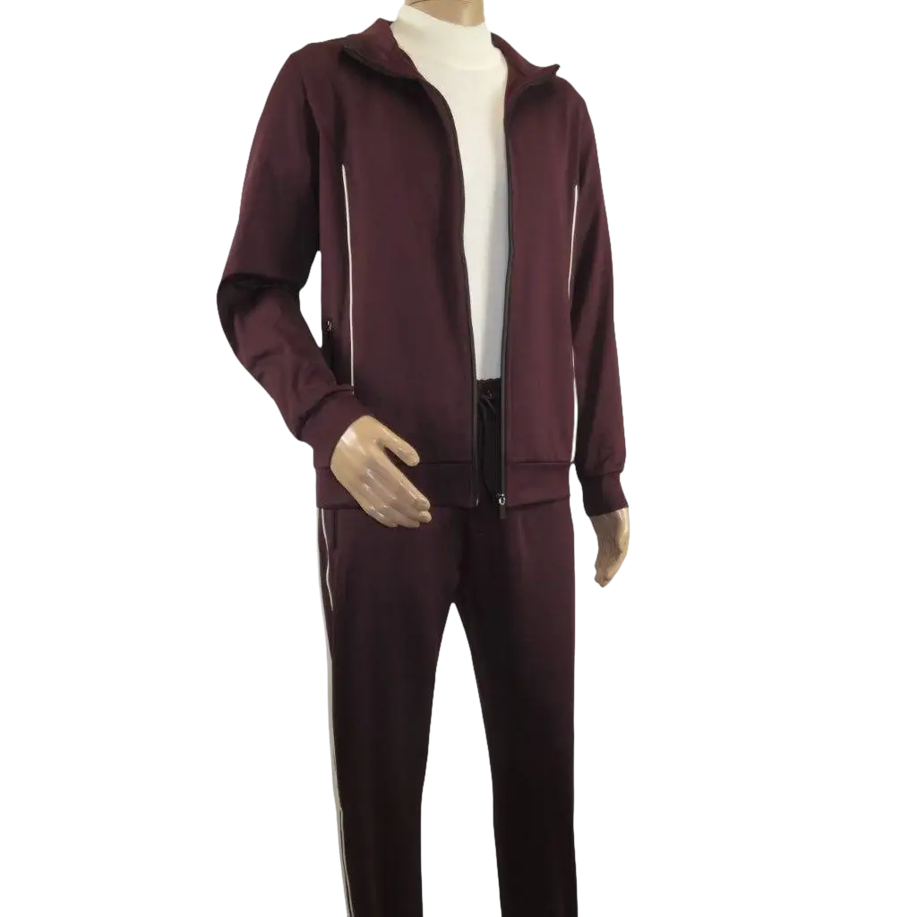 Men's Monte Carlo Turkey Jogging Suit 2pc Jump Set Stretchable 95164 Burgundy - J.Valintin Men's Wear Legend - 95164 - Burg - M