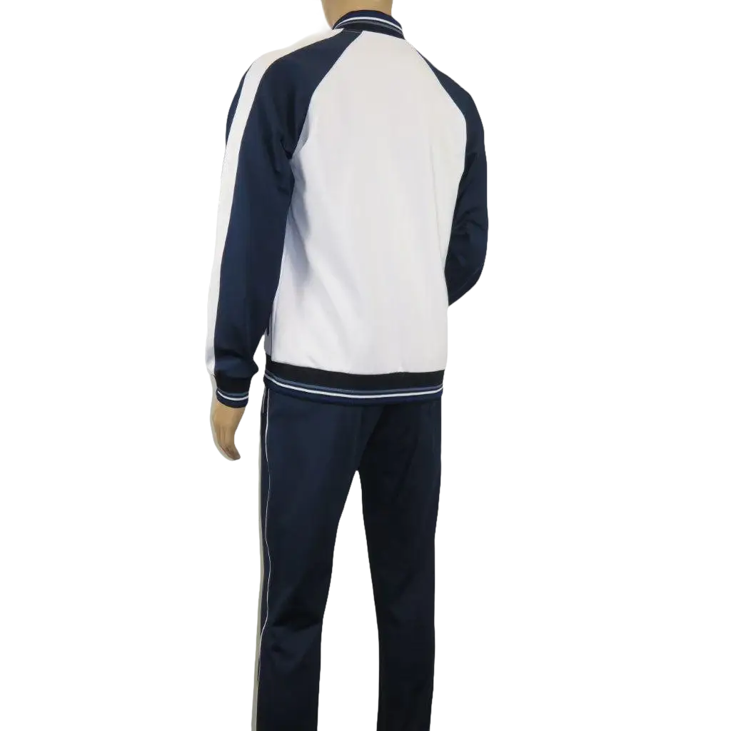 Men's Monte Carlo Turkey Jogging Suit 2pc Jump Set Stretchable 95192 Blue White - J.Valintin Men's Wear Legend - 95192 - Blue White - M