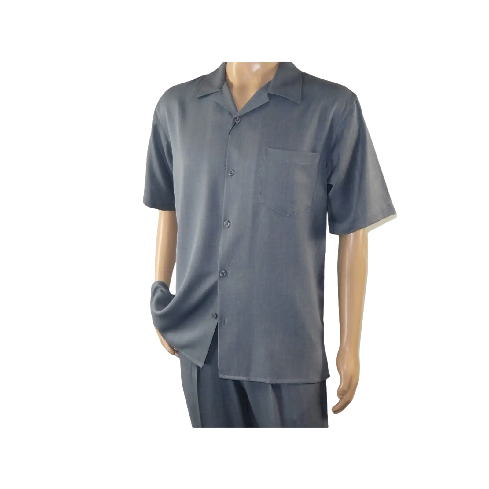 Mens MONTIQUE 2pc Walking Leisure Suit Matching Set Short Sleeves 696 Solid Gray - J.Valintin Men's Wear Legend - 95760