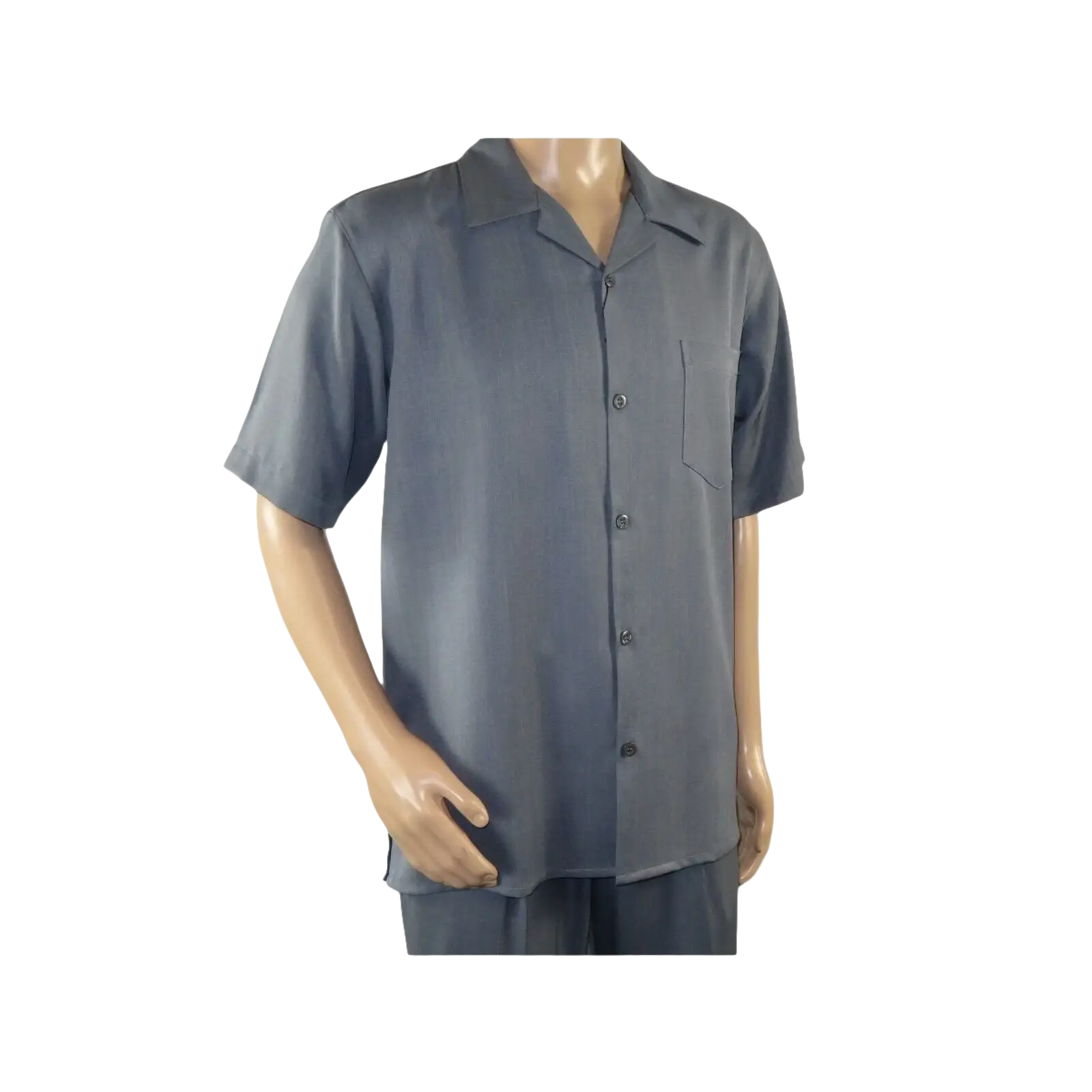 Mens MONTIQUE 2pc Walking Leisure Suit Matching Set Short Sleeves 696 Solid Gray - J.Valintin Men's Wear Legend - 95760