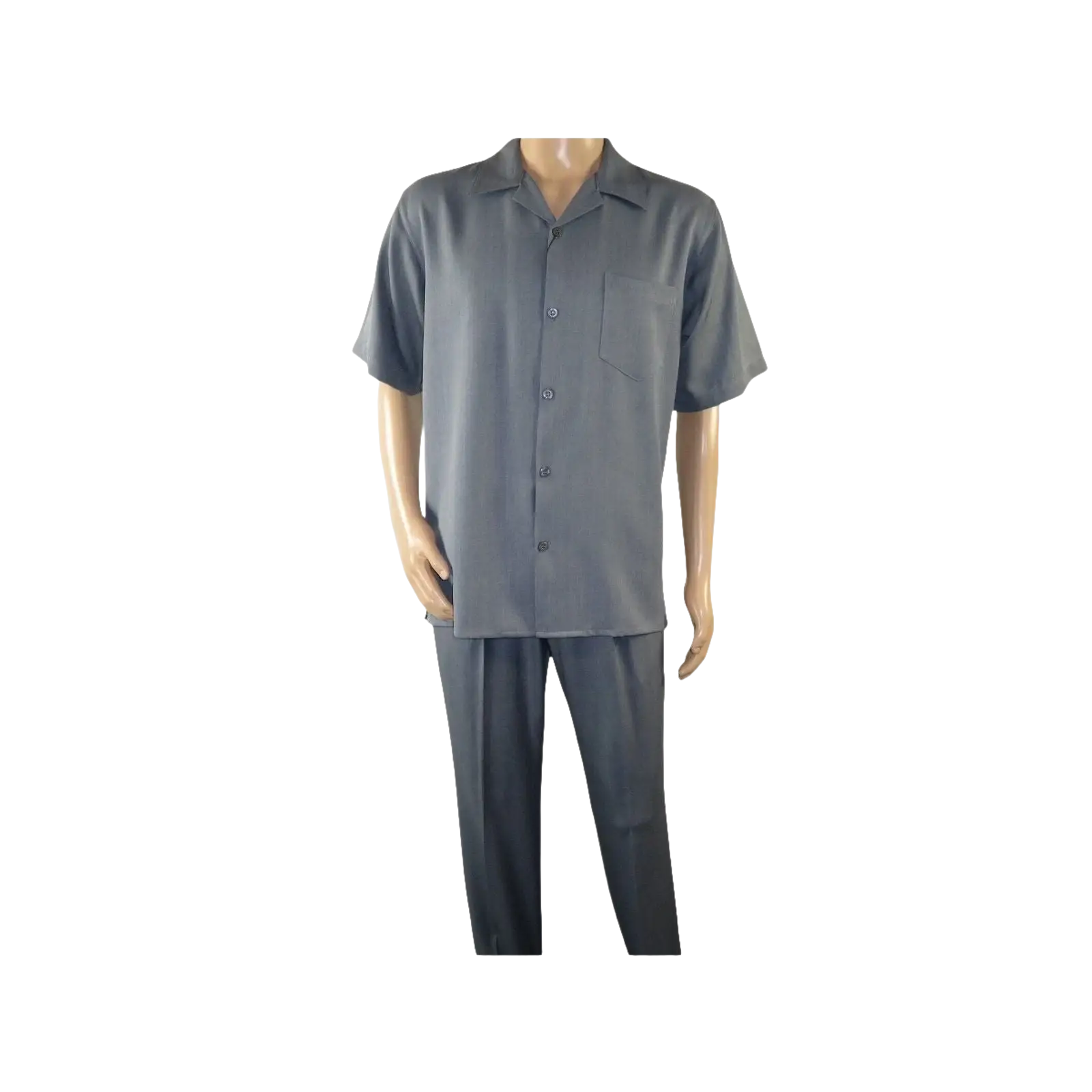 Mens MONTIQUE 2pc Walking Leisure Suit Matching Set Short Sleeves 696 Solid Gray - J.Valintin Men's Wear Legend - 95760