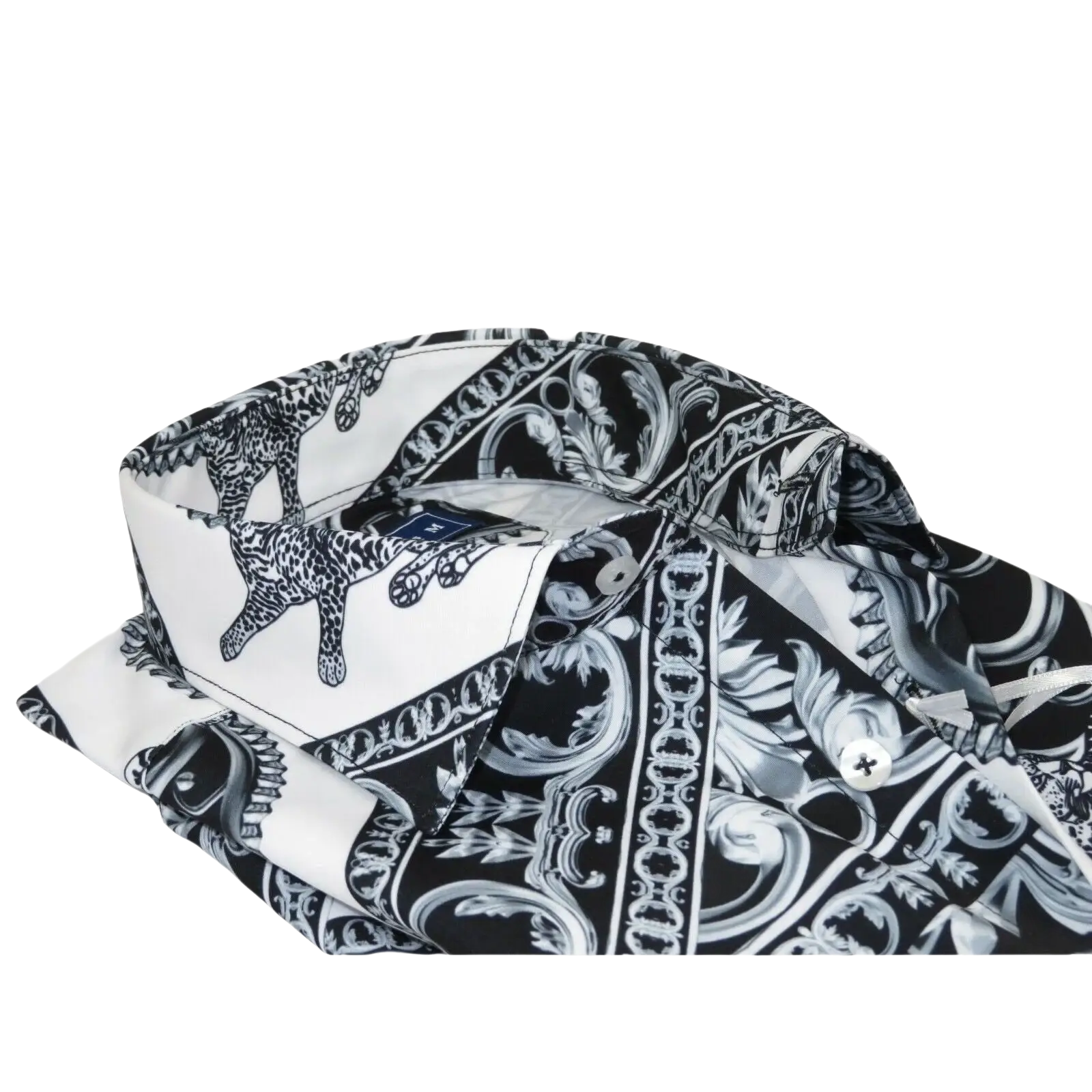 Mens Oscar Banks Turkey Shirt Satin Roman Lion Medusa European 6587 Black gray - J.Valintin Men's Wear Legend - 2960