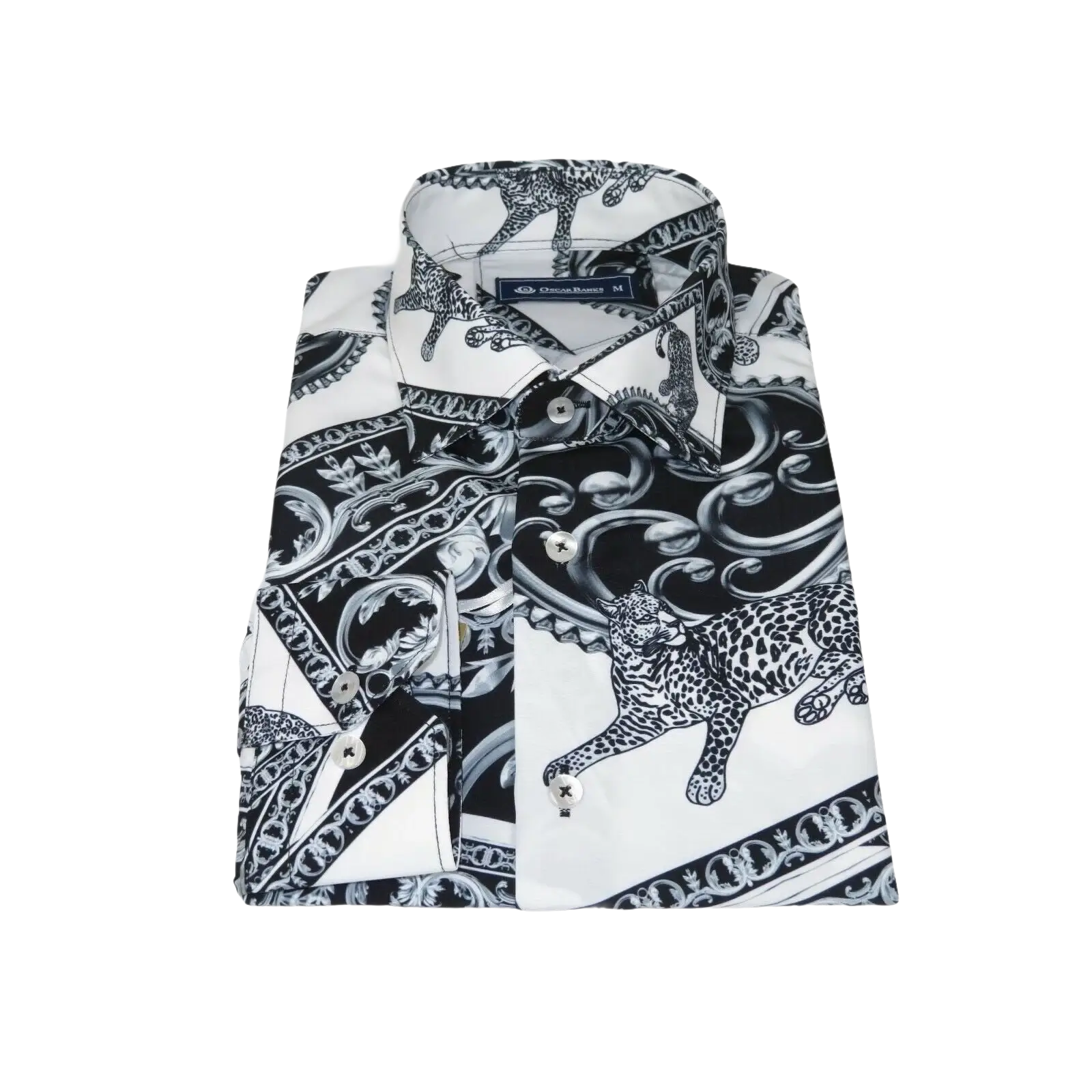 Mens Oscar Banks Turkey Shirt Satin Roman Lion Medusa European 6587 Black gray - J.Valintin Men's Wear Legend - 2960