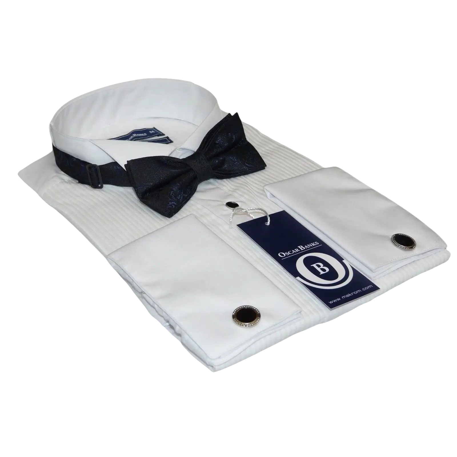 Mens Oscar Banks Turkish Formal Tuxedo Shirt Cotton Wing Tip Bow tie 5504 White - J.Valintin Men's Wear Legend - 67895