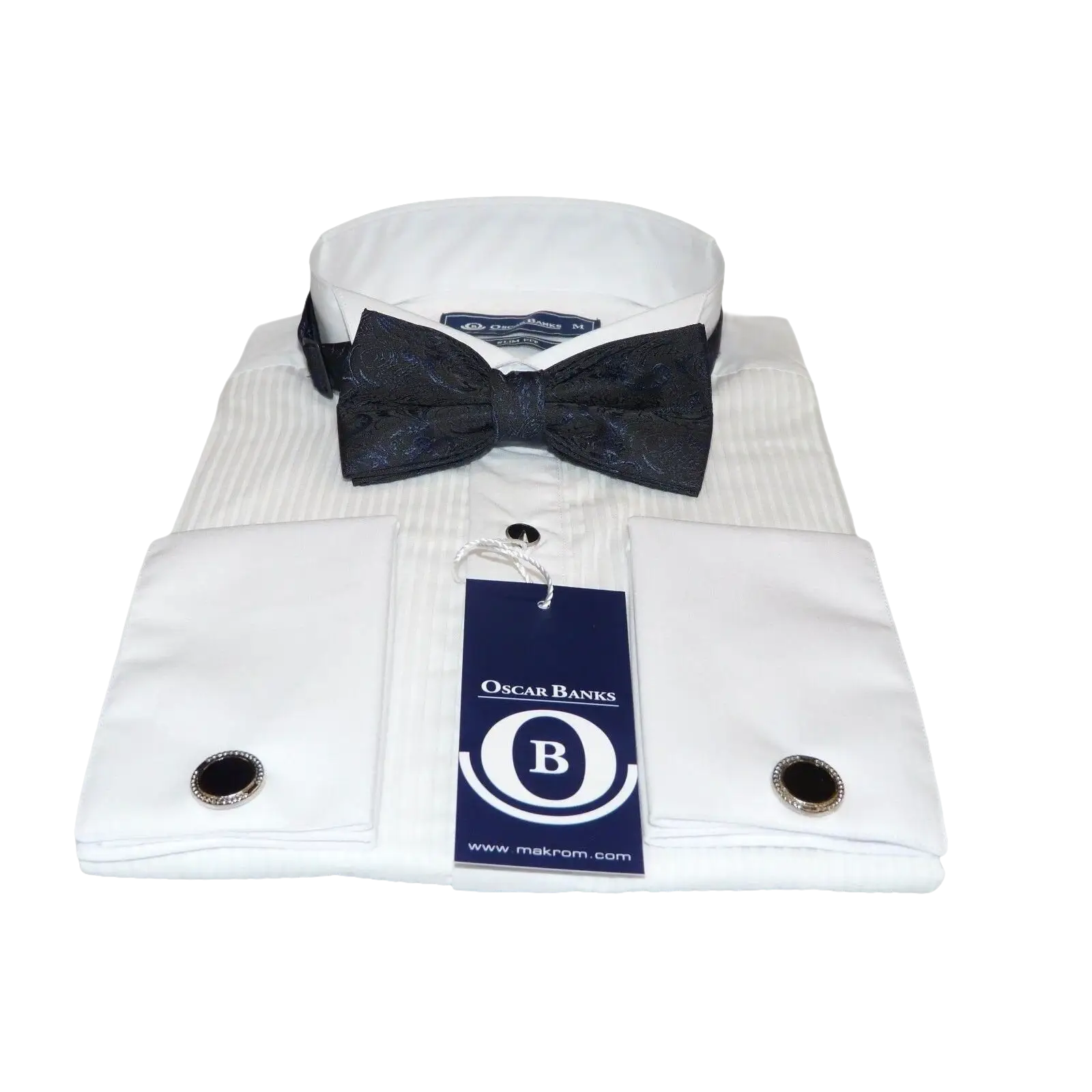 Mens Oscar Banks Turkish Formal Tuxedo Shirt Cotton Wing Tip Bow tie 5504 White - J.Valintin Men's Wear Legend - 67895