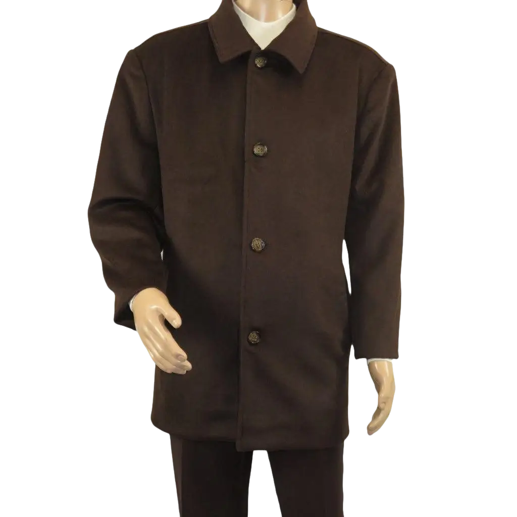 Men's Pea Top Coat Veronesi Wool Cashmere ARNO Brown 46 Regular - J.Valintin Men's Wear Legend - 22545
