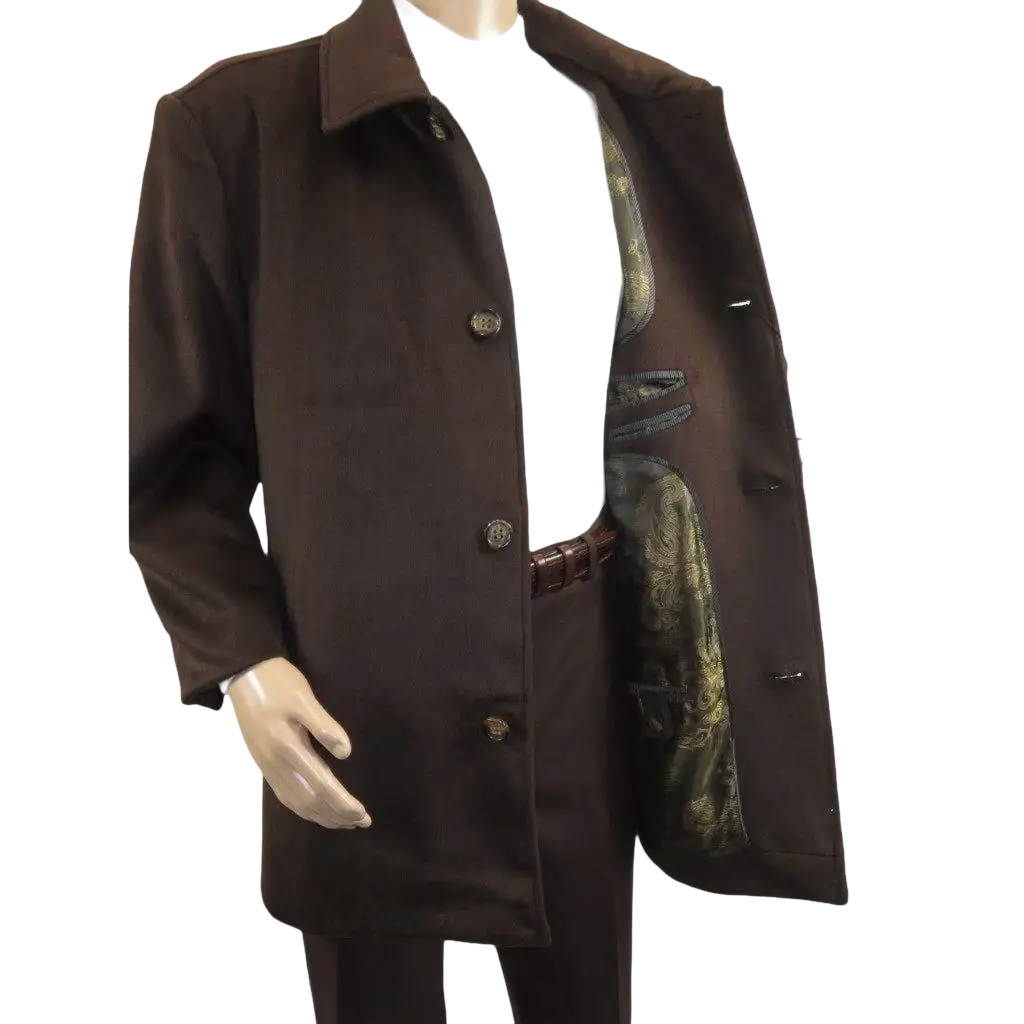 Men's Pea Top Coat Veronesi Wool Cashmere ARNO Brown 46 Regular - J.Valintin Men's Wear Legend - 22545
