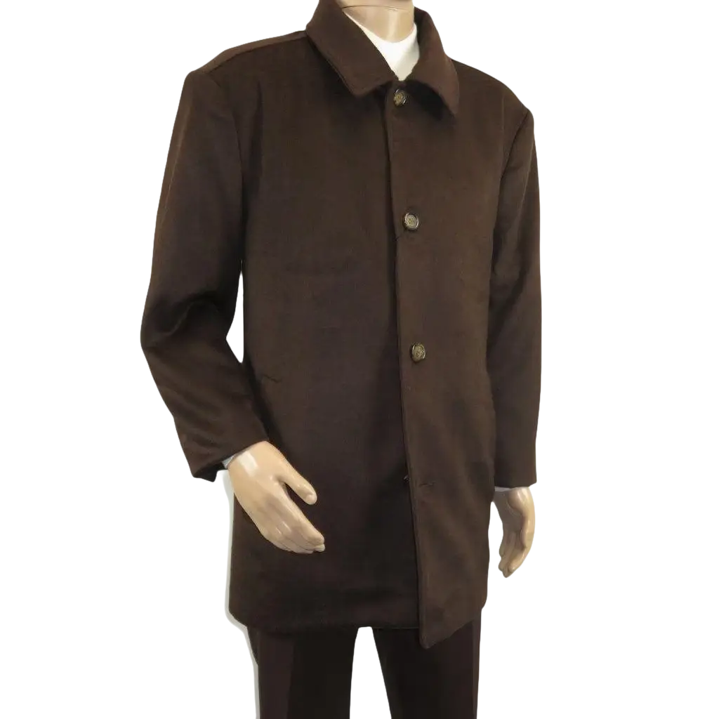 Men's Pea Top Coat Veronesi Wool Cashmere ARNO Brown 46 Regular - J.Valintin Men's Wear Legend - 22545