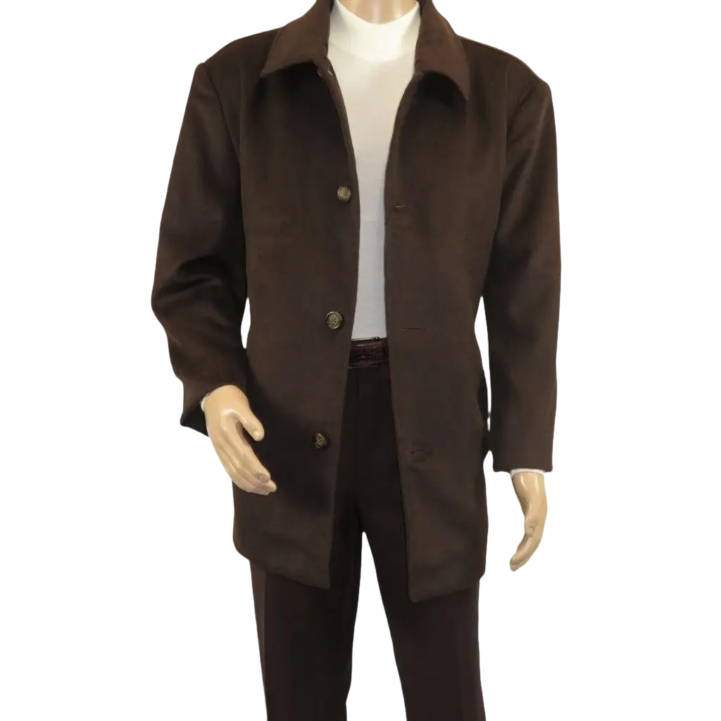 Men's Pea Top Coat Veronesi Wool Cashmere ARNO Brown 46 Regular - J.Valintin Men's Wear Legend - 22545