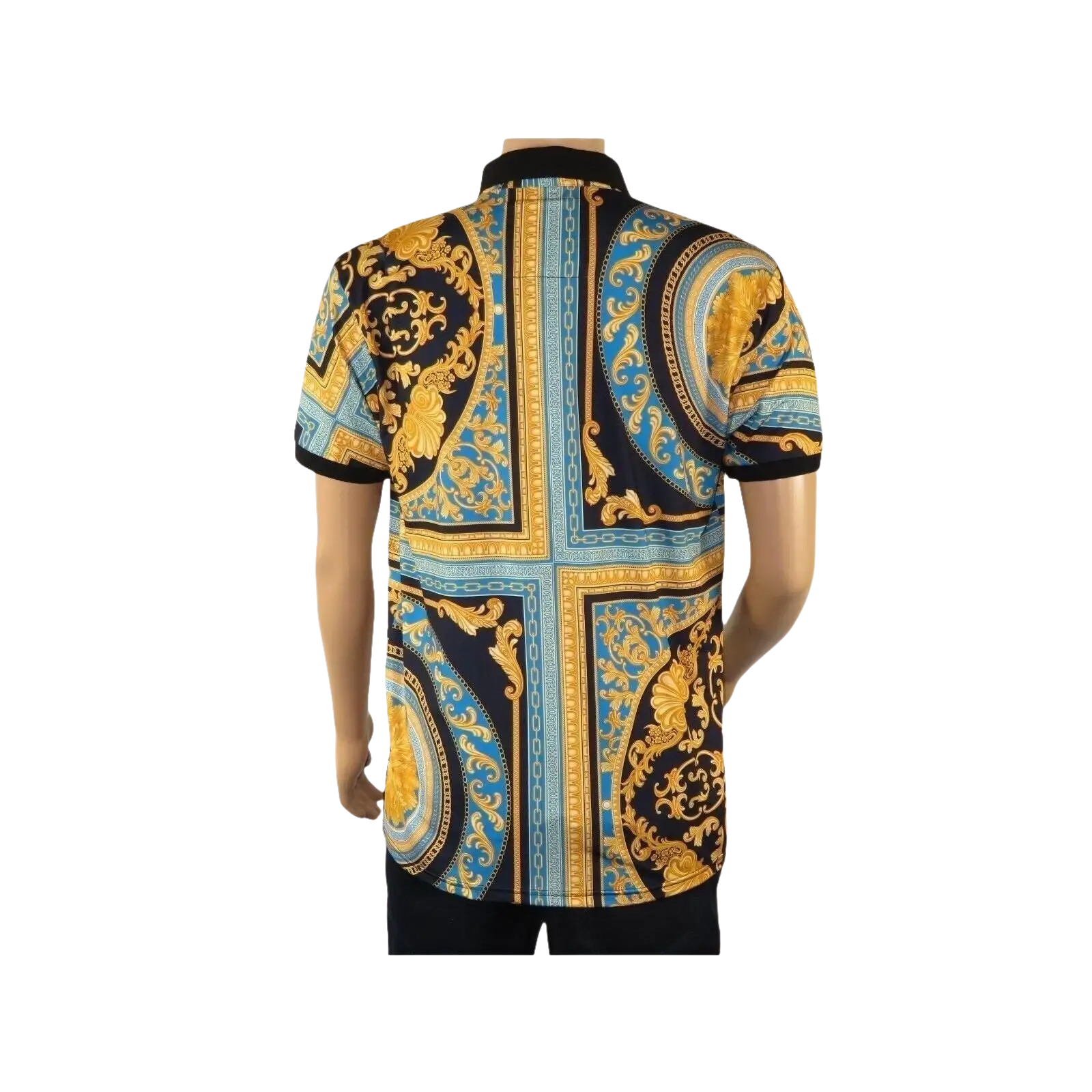 Mens PLATINI Sports Polo Shirt With Rhine Stones Fancy Medallion DPP8241 Black - J.Valintin Men's Wear Legend - 71751