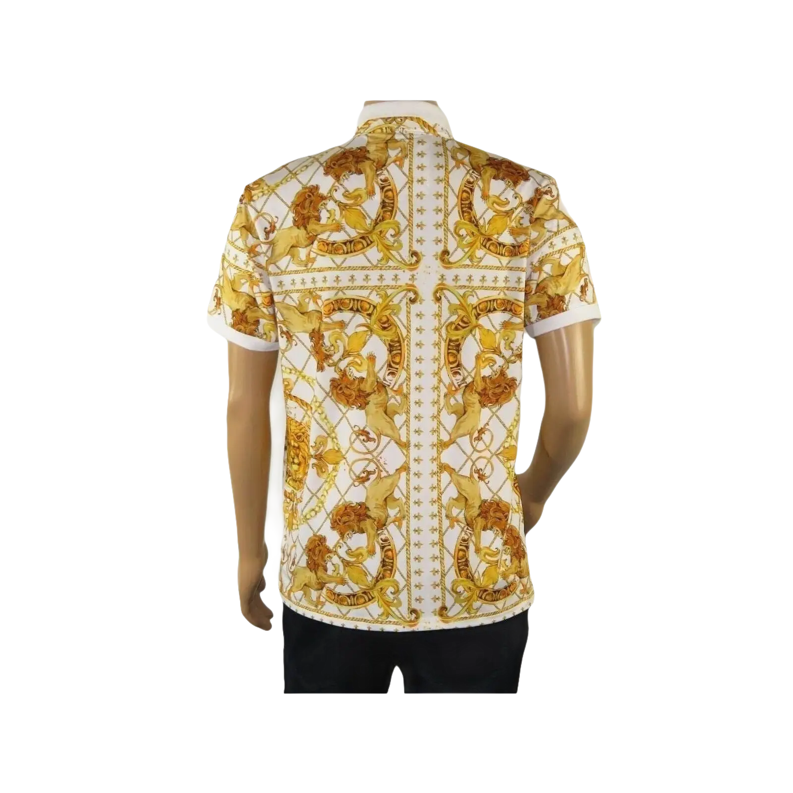 Mens PLATINI Sports Polo Shirt With Rhine Stones Lion Medallion DPP8246 White - J.Valintin Men's Wear Legend - 71728