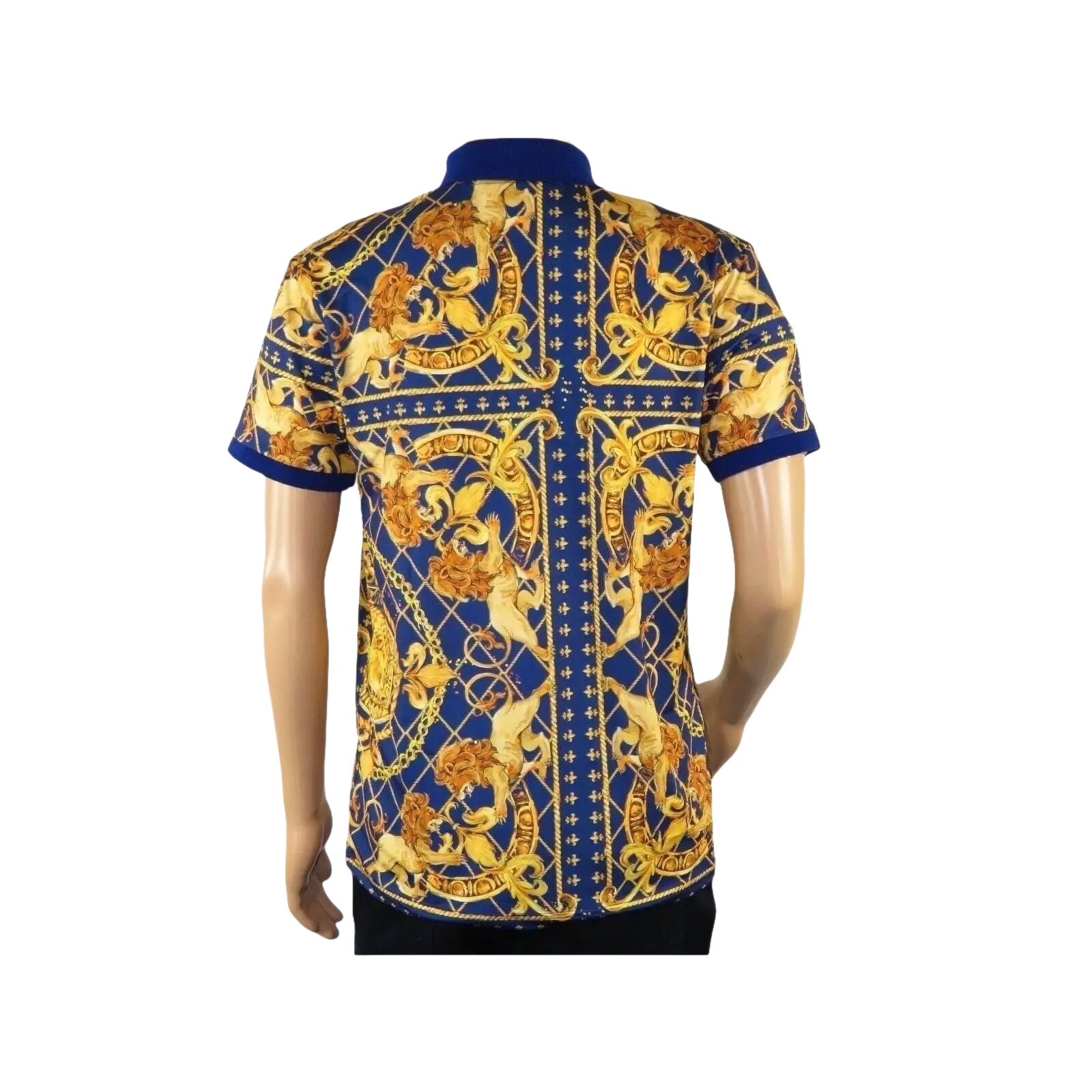 Mens PLATINI Sports Polo Shirt With Rhine Stones Lion Medallion DPP8247 Navy - J.Valintin Men's Wear Legend - 71723