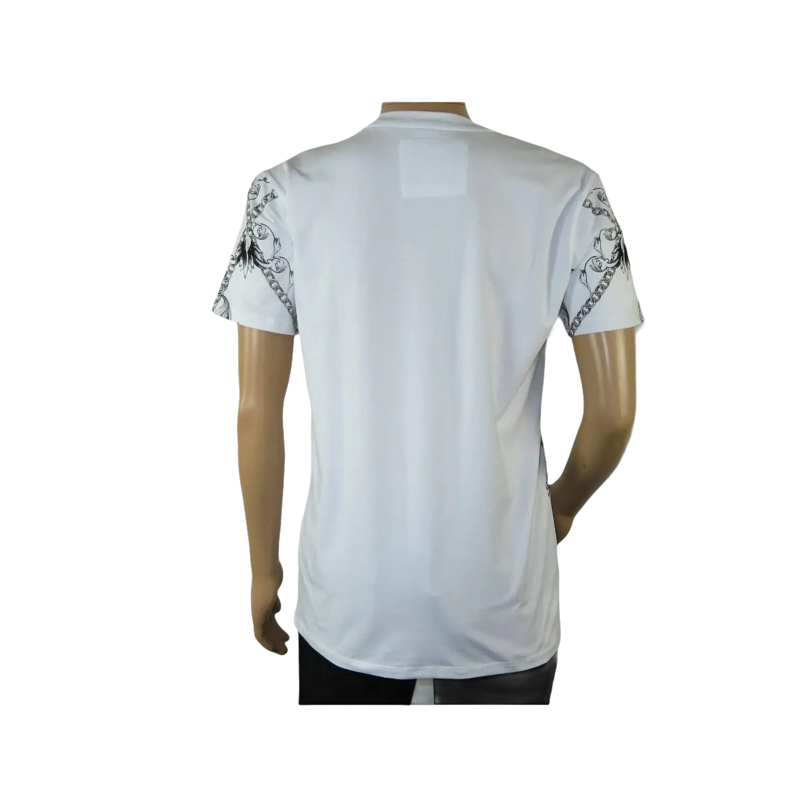Mens PLATINI Sports Shirt With Rhine Stones Lion Chain STT8023 White - J.Valintin Men's Wear Legend - 92035