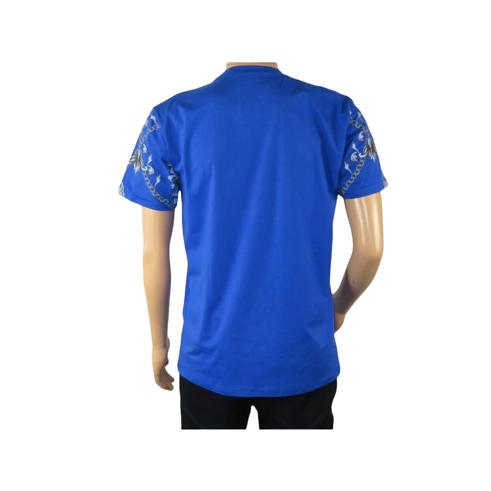 Mens PLATINI Sports Shirt With Rhine Stones Lion Chain STT8025 Royal Blue - J.Valintin Men's Wear Legend - 92055