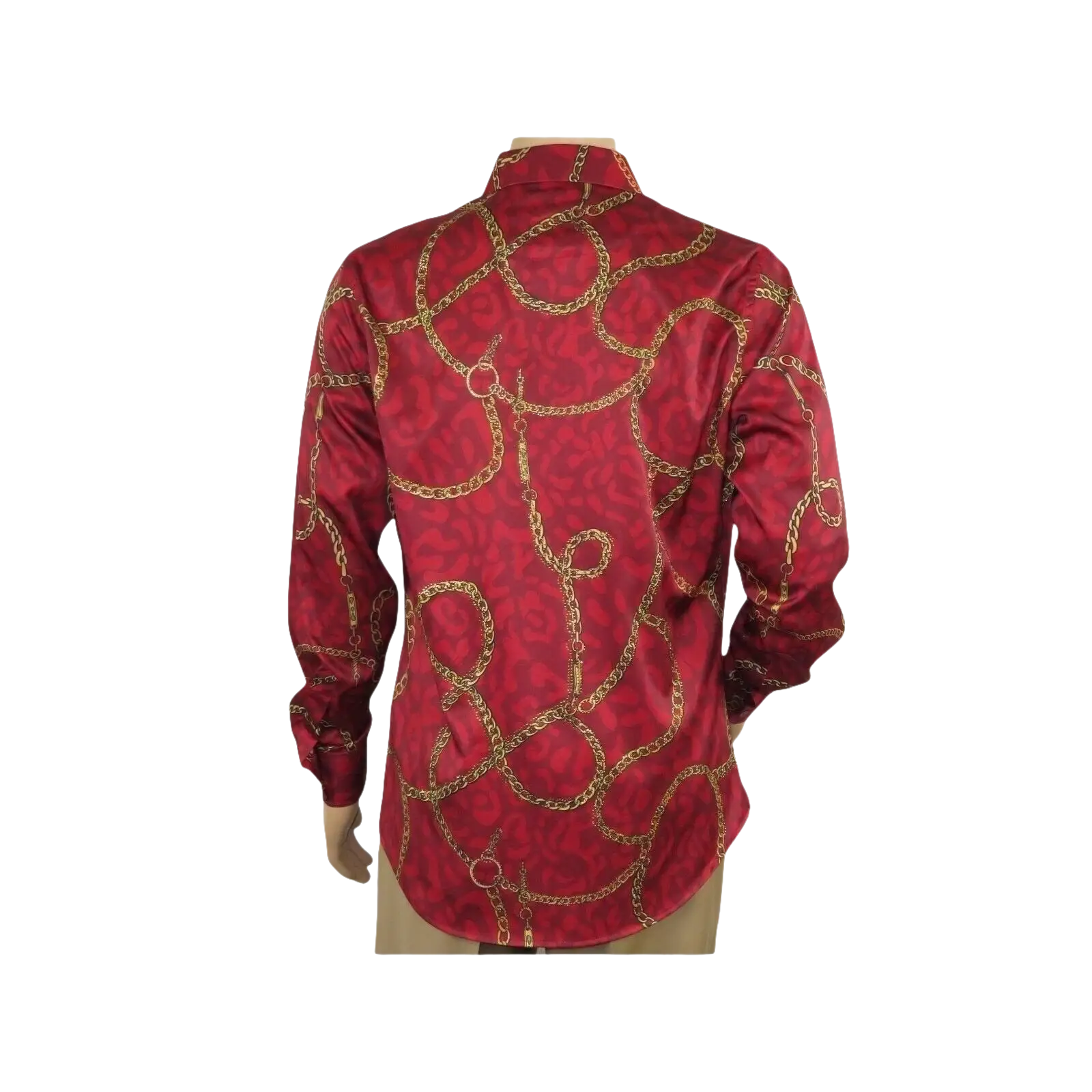 Mens PLATINI Sports Shirt With Rhine Stones Medallion Chain Design RHL8179 Wine - J.Valintin Men's Wear Legend - 92068
